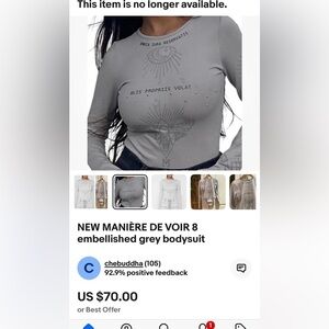 NWT Manière de voir,grey bodysuit graffiti embellished,alien,astrology , grunge